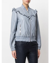 Женский голубой кожаный бомбер от Drome