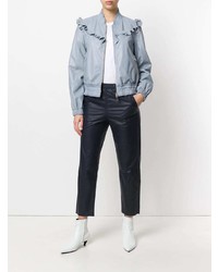 Женский голубой кожаный бомбер от Drome