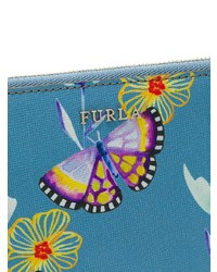 Голубой кожаный клатч с принтом от Furla