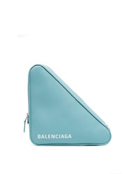 Голубой кожаный клатч с принтом от Balenciaga
