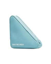 Голубой кожаный клатч с принтом от Balenciaga