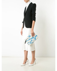 Голубой кожаный клатч с принтом от Loewe