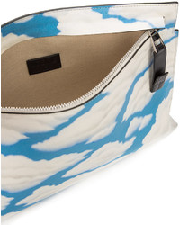 Голубой кожаный клатч с принтом от Loewe