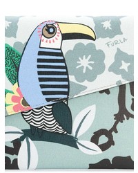 Голубой кожаный клатч с принтом от Furla