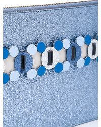 Голубой кожаный клатч от Anya Hindmarch