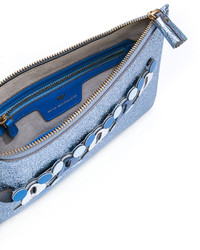 Голубой кожаный клатч от Anya Hindmarch