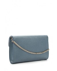 Голубой кожаный клатч от Furla