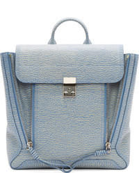 Голубой кожаный рюкзак