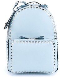 Женский голубой кожаный рюкзак от Valentino