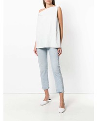 Голубой кожаный топ без рукавов от Drome