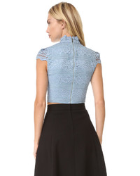 Голубой кружевной укороченный топ от Alice + Olivia