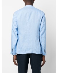Мужской голубой льняной двубортный пиджак от Manuel Ritz
