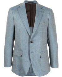 Мужской голубой льняной пиджак с узором "в ёлочку" от Man On The Boon.