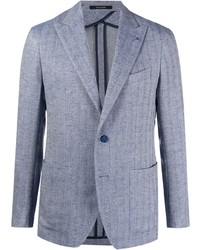 Мужской голубой льняной пиджак с узором зигзаг от Tagliatore