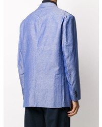 Мужской голубой льняной пиджак от Kiton