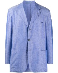 Мужской голубой льняной пиджак от Kiton