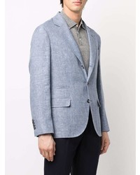 Мужской голубой льняной пиджак от Brunello Cucinelli