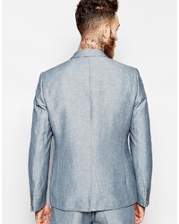 Мужской голубой льняной пиджак от Asos