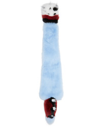 Женский голубой меховой шарф от Fendi