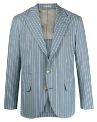 Мужской голубой пиджак в вертикальную полоску от Brunello Cucinelli