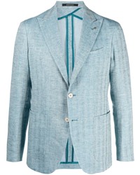 Мужской голубой пиджак в вертикальную полоску от Tagliatore