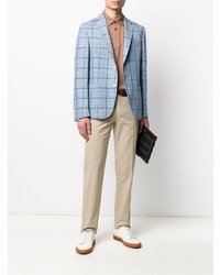 Мужской голубой пиджак в клетку от BOSS