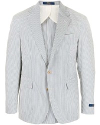 Мужской голубой пиджак из жатого хлопка в вертикальную полоску от Polo Ralph Lauren