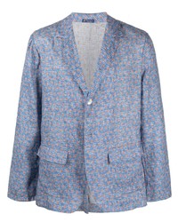 Мужской голубой пиджак с принтом от Finamore 1925 Napoli