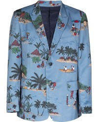 Мужской голубой пиджак с принтом от Labrum London