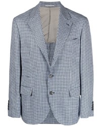 Мужской голубой пиджак с узором "гусиные лапки" от Brunello Cucinelli