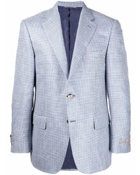 Мужской голубой пиджак с узором "гусиные лапки" от Canali