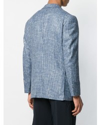 Мужской голубой пиджак с узором "гусиные лапки" от Kiton