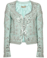 Женский голубой пиджак с украшением от Emilio Pucci