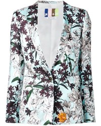 Женский голубой пиджак с цветочным принтом от MSGM