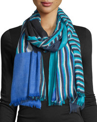 Голубой плетеный шарф