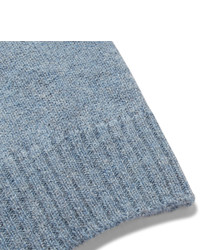 Мужской голубой пушистый свитер с круглым вырезом от Prada