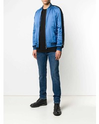 Мужской голубой сатиновый бомбер от Zadig & Voltaire