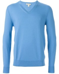Мужской голубой свитер с v-образным вырезом от Burberry