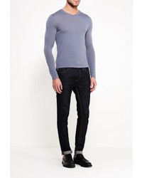 Мужской голубой свитер с v-образным вырезом от DKNY