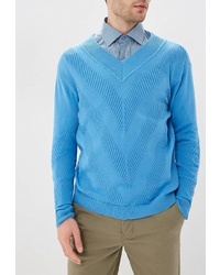 Мужской голубой свитер с v-образным вырезом от Elijah & Sims