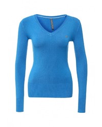 Женский голубой свитер с v-образным вырезом от Guess Jeans