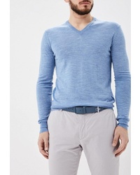 Мужской голубой свитер с v-образным вырезом от Hackett London