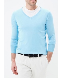 Мужской голубой свитер с v-образным вырезом от Riggi