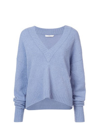 Женский голубой свитер с v-образным вырезом от Tibi