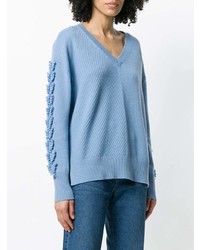 Женский голубой свитер с v-образным вырезом от Barrie