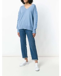 Женский голубой свитер с v-образным вырезом от Barrie