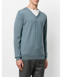 Мужской голубой свитер с v-образным вырезом от Lanvin
