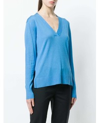Женский голубой свитер с v-образным вырезом от Theory