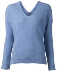 Женский голубой свитер с v-образным вырезом от Vince