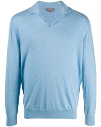 Мужской голубой свитер с воротником поло от N.Peal